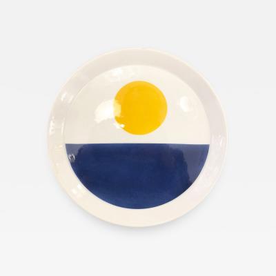 Gio Ponti Blue and Yellow Gio Ponti Plate for Ceramiche Franco Pozzi