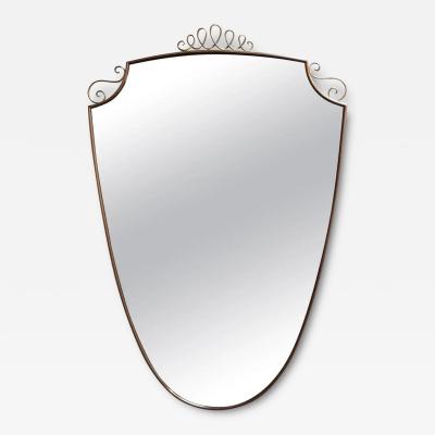 Gio Ponti Brass Italian Modern Mirror with Coronet and Scroll Decoration after Gio Ponti