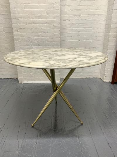 Gio Ponti Bronze and Marble Top Side Table in the Style of Gio Ponti