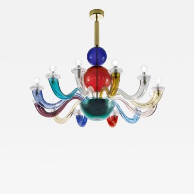 Gio Ponti Chandeliers and wall light in multicolor hand made blown glass 