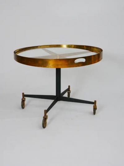 Gio Ponti Circular Gio Ponti style brass and glass table Italy c1950