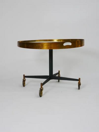 Gio Ponti Circular Gio Ponti style brass and glass table Italy c1950