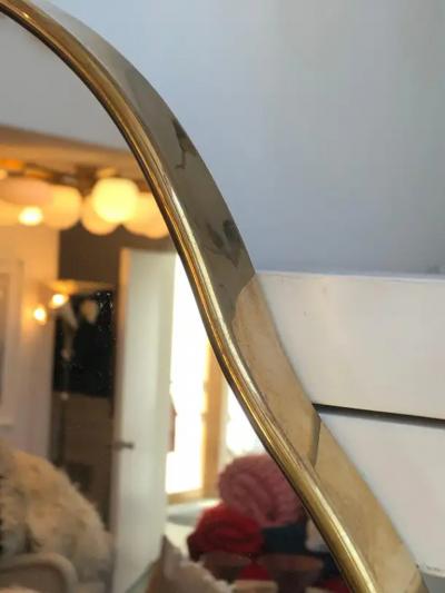 Gio Ponti Custom 42 x 28 Italian Brass Mirror by Le Lampade