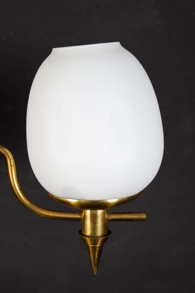 Gio Ponti Elegant Brass and Opaline Murano Glass Table Lamp Attributed to Gio Ponti
