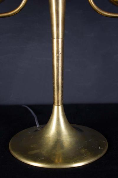 Gio Ponti Elegant Brass and Opaline Murano Glass Table Lamp Attributed to Gio Ponti