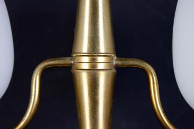 Gio Ponti Elegant Brass and Opaline Murano Glass Table Lamp Attributed to Gio Ponti