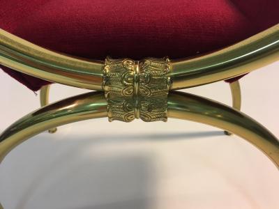 Gio Ponti Fantastic Italian Polished Brass Vanity Stool in the Manner of Gio Ponti