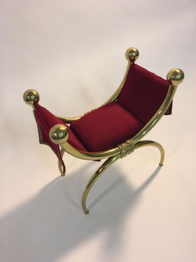 Gio Ponti Fantastic Italian Polished Brass Vanity Stool in the Manner of Gio Ponti