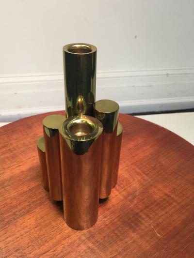 Gio Ponti GIO PONTI STYLE MODERNIST BRASS CANDLESTICK