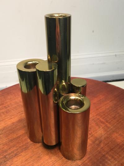 Gio Ponti GIO PONTI STYLE MODERNIST BRASS CANDLESTICK
