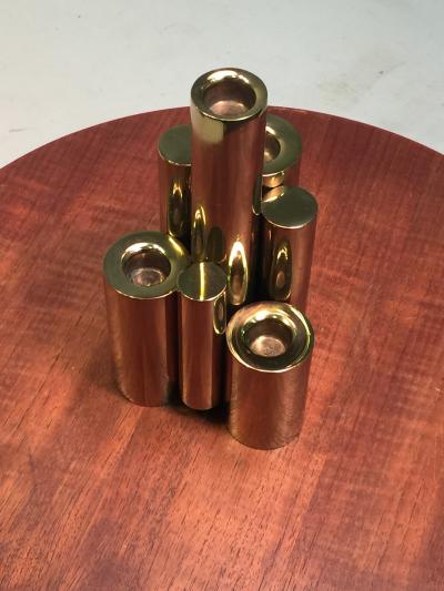 Gio Ponti GIO PONTI STYLE MODERNIST BRASS CANDLESTICK
