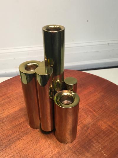 Gio Ponti GIO PONTI STYLE MODERNIST BRASS CANDLESTICK