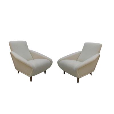 Gio Ponti Gio Ponti 807 Style Pair of Armchairs in Wool