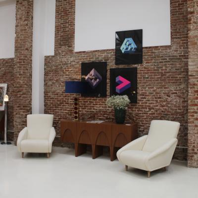 Gio Ponti Gio Ponti 807 Style Pair of Armchairs in Wool