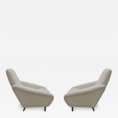 Gio Ponti Gio Ponti 807 Style Pair of Armchairs in Wool