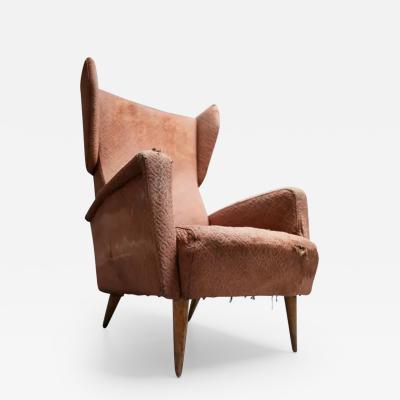 Gio Ponti Gio Ponti Armchair 820 for Hotel Royal Napoli in Wood and Fabric Italy 1953