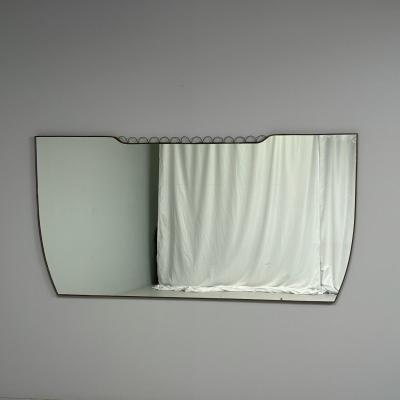 Gio Ponti Gio Ponti Attr Italian Mid Century Modern Monumental Wall Mirror Brass 1950s