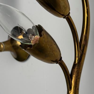 Gio Ponti Gio Ponti Attr Italian Mid Century Modern Wall Sconces Brass Flower Shape