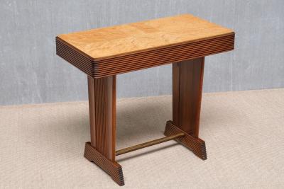 Gio Ponti Gio Ponti Attributed Grissinato Console Table in Walnut and Burl Italy 1930s
