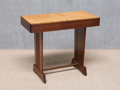 Gio Ponti Gio Ponti Attributed Grissinato Console Table in Walnut and Burl Italy 1930s