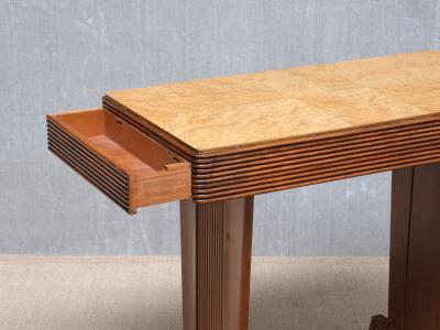 Gio Ponti Gio Ponti Attributed Grissinato Console Table in Walnut and Burl Italy 1930s