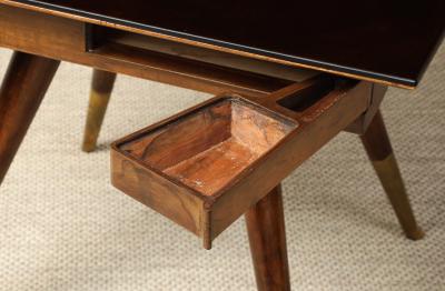 Gio Ponti Gio Ponti Attributed Milanese Walnut Game Table with Glass Top circa 1940