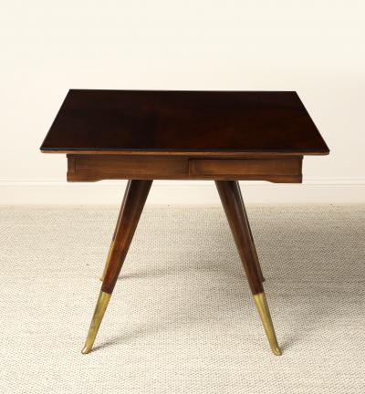 Gio Ponti Gio Ponti Attributed Milanese Walnut Game Table with Glass Top circa 1940
