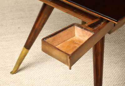 Gio Ponti Gio Ponti Attributed Milanese Walnut Game Table with Glass Top circa 1940