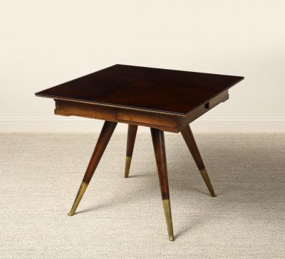 Gio Ponti Gio Ponti Attributed Milanese Walnut Game Table with Glass Top circa 1940