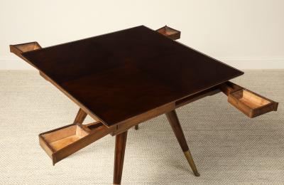 Gio Ponti Gio Ponti Attributed Milanese Walnut Game Table with Glass Top circa 1940