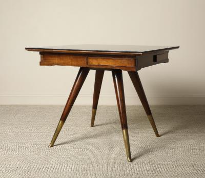 Gio Ponti Gio Ponti Attributed Milanese Walnut Game Table with Glass Top circa 1940