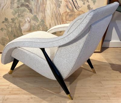 Gio Ponti Gio Ponti Attributed rarest pair of dynamic lounge chairs