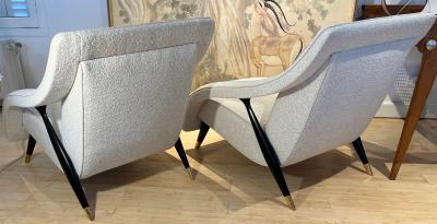 Gio Ponti Gio Ponti Attributed rarest pair of dynamic lounge chairs