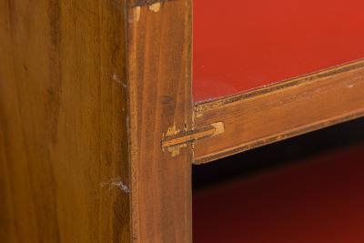 Gio Ponti Gio Ponti Italian Mid Century Fruitwood and Red Leather Small 3 Shelf Bookcase
