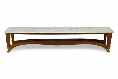 Gio Ponti Gio Ponti Italian Mid Century Modern Walnut and White Marble Low Coffee Table