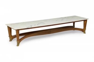 Gio Ponti Gio Ponti Italian Mid Century Modern Walnut and White Marble Low Coffee Table