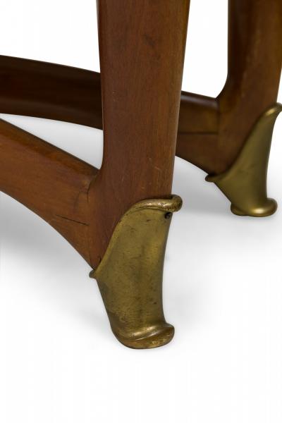 Gio Ponti Gio Ponti Italian Mid Century Modern Walnut and White Marble Low Coffee Table