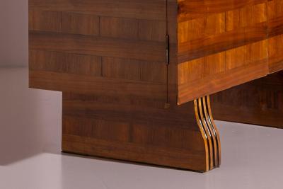 Gio Ponti Gio Ponti Italian Walnut Wardrobe with Horizontal Striped Veneer Italy 1930s