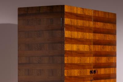 Gio Ponti Gio Ponti Italian Walnut Wardrobe with Horizontal Striped Veneer Italy 1930s
