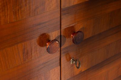 Gio Ponti Gio Ponti Italian Walnut Wardrobe with Horizontal Striped Veneer Italy 1930s