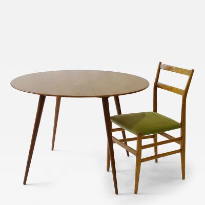 Gio Ponti Gio Ponti Oak Round Dining Table and Set of Four Chairs for Cassina