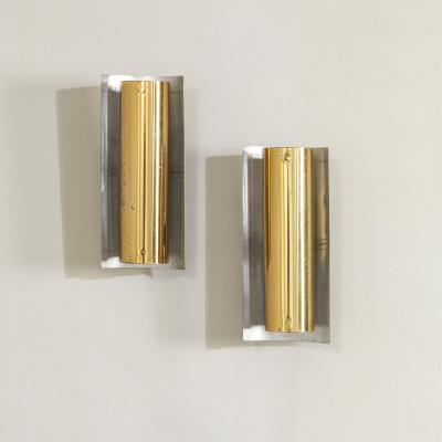 Gio Ponti Gio Ponti Pair of Mid Century Modern Brass Wall Sconces Italy 1950s