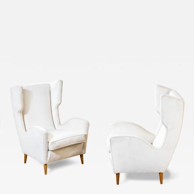 Gio Ponti Gio Ponti Pair of Wingback Armchairs Italian Mid Century Design 1950s