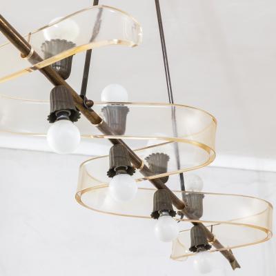 Gio Ponti Gio Ponti Pendant Lamp for Giordano Chiesa Brass Plexiglass 1950