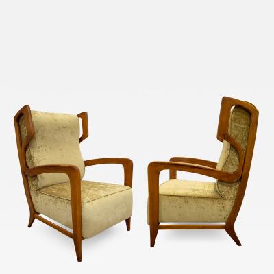 Gio Ponti Gio Ponti Rare Pair of Lounge Chairs 1940s COA from Ponti Archive 
