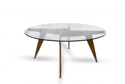 Gio Ponti Gio Ponti Round Coffee table in Brass and walnut