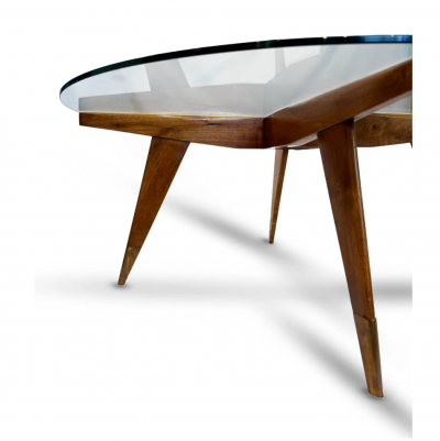 Gio Ponti Gio Ponti Round Coffee table in Brass and walnut