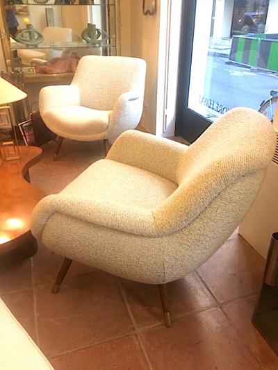 Gio Ponti Gio Ponti Set Newly Reupholstered in Maharam Boucle Cloth