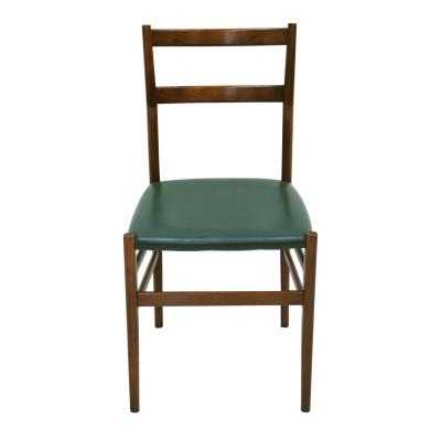 Gio Ponti Gio Ponti Set of Eight Ash Wood And Green Leather Leggera Chairs Italy 1951