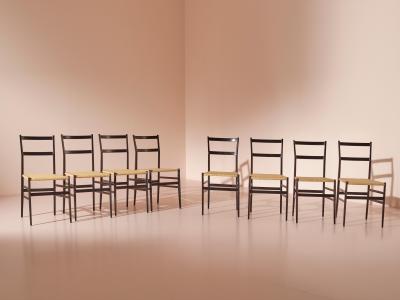 Gio Ponti Gio Ponti Set of eight Superleggera Chairs for Cassina Italy 1957
